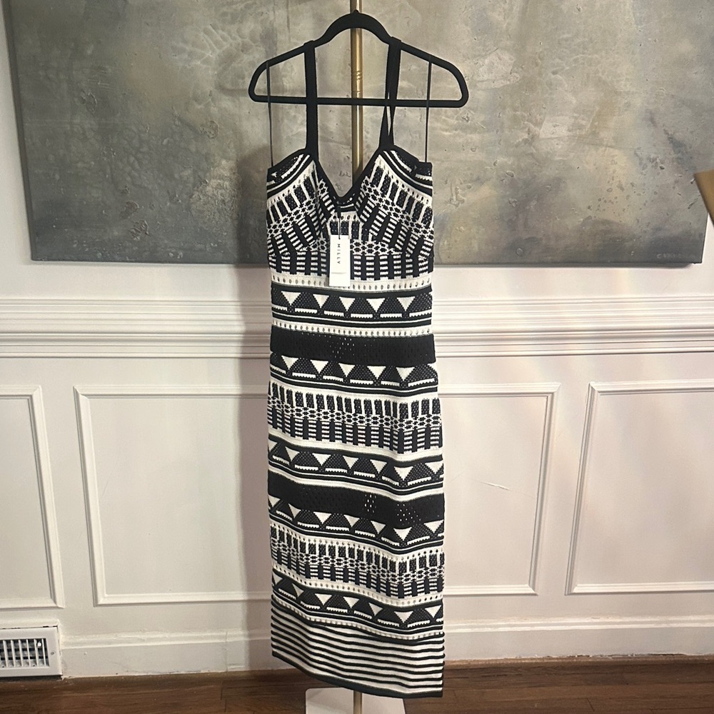 Milly Black and White Geometric Dress